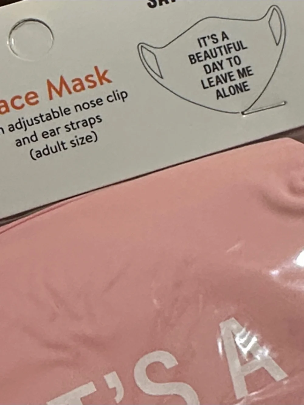 Pink Graphic Face Mask with Bold White Slogan 1314